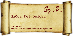 Szűcs Petróniusz névjegykártya